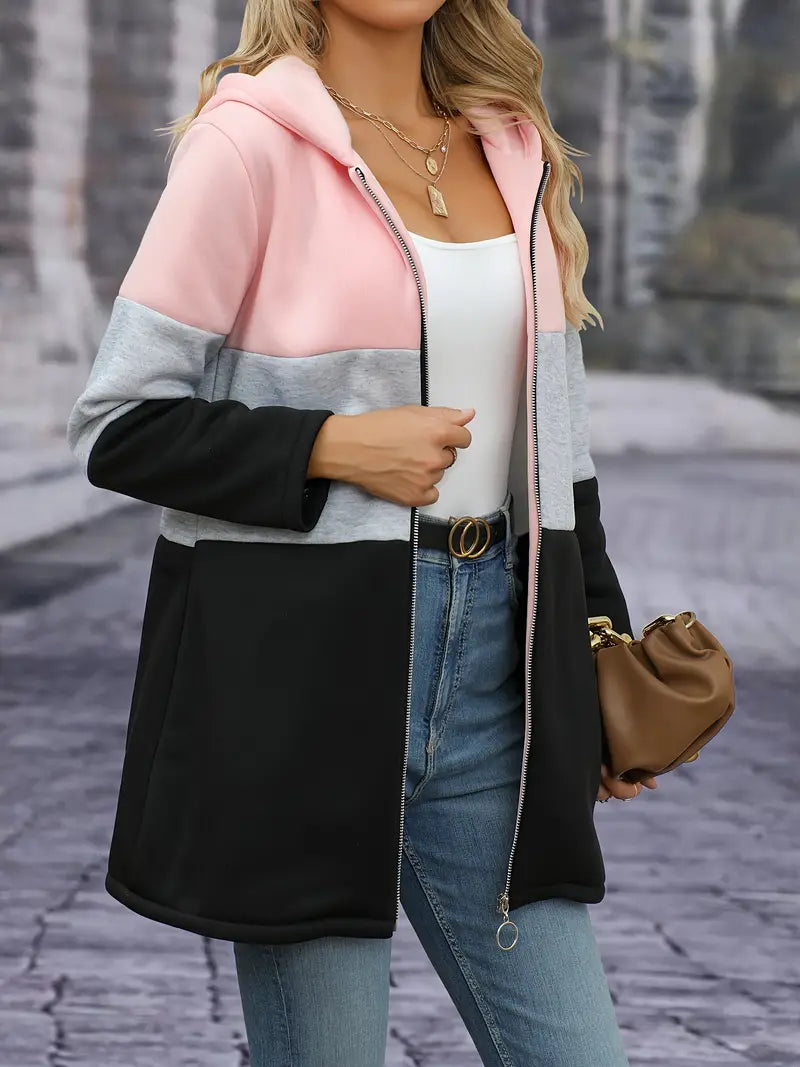 Marcela | Elegant three-color hooded jacket