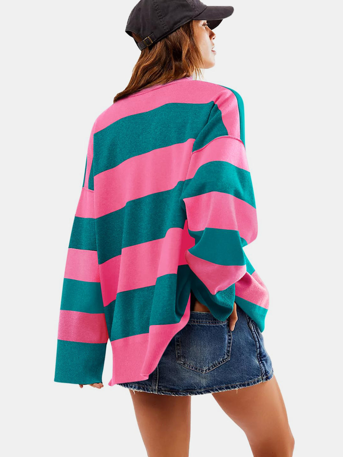 Lidia | Color block half zip sweater with long sleeves