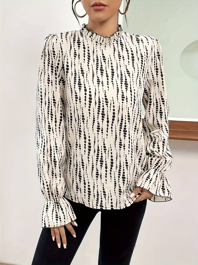 Mireia® | Print Casual Blouse With Lantern Sleeves