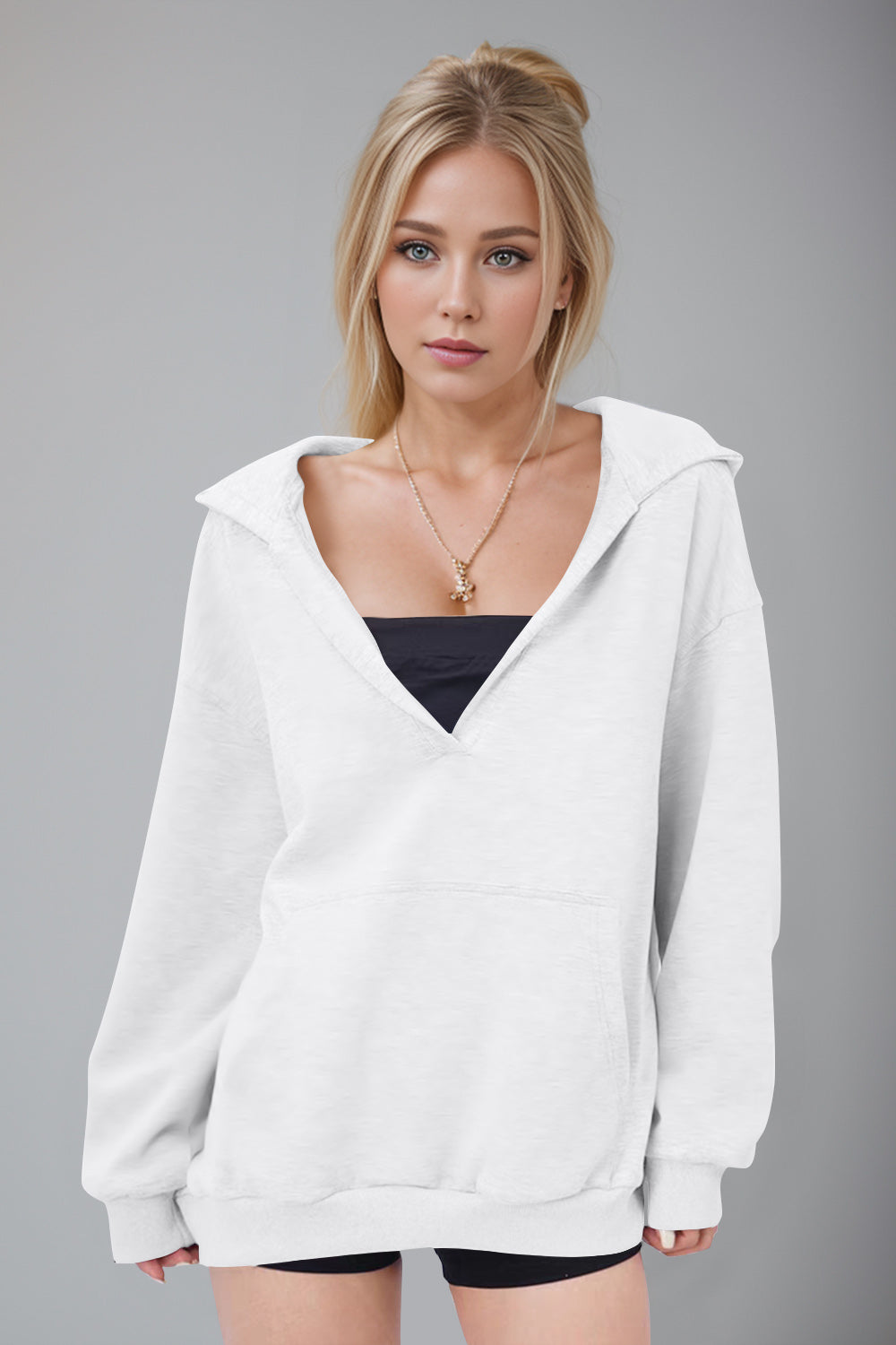 Bernadette | Basic Bae Air Scuba long sleeve hoodie with kangaroo pocket