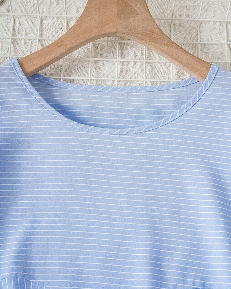 Soraya® | Striped Round-Neck Blouse With Half-Length Sleeves