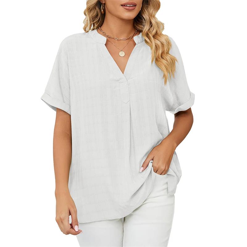 Liliana® | Classic V-Neck Short-Sleeved Blouse