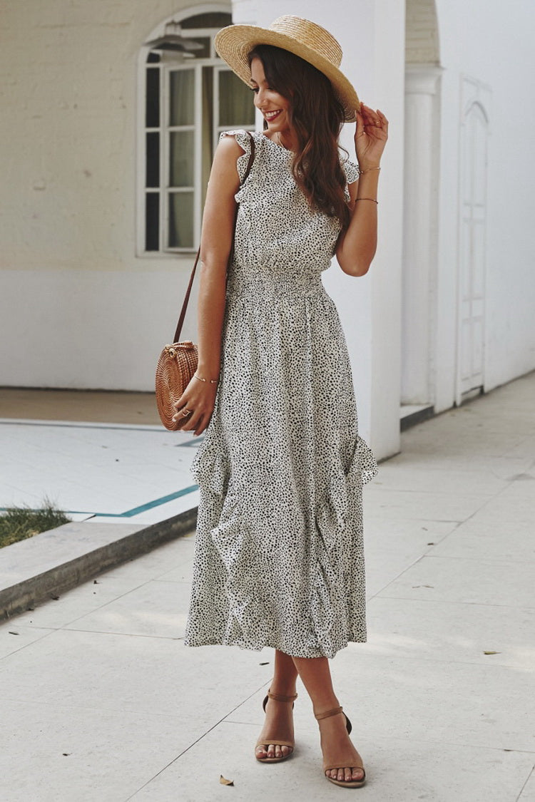 Ruffled Polka Dot Maxi Dress