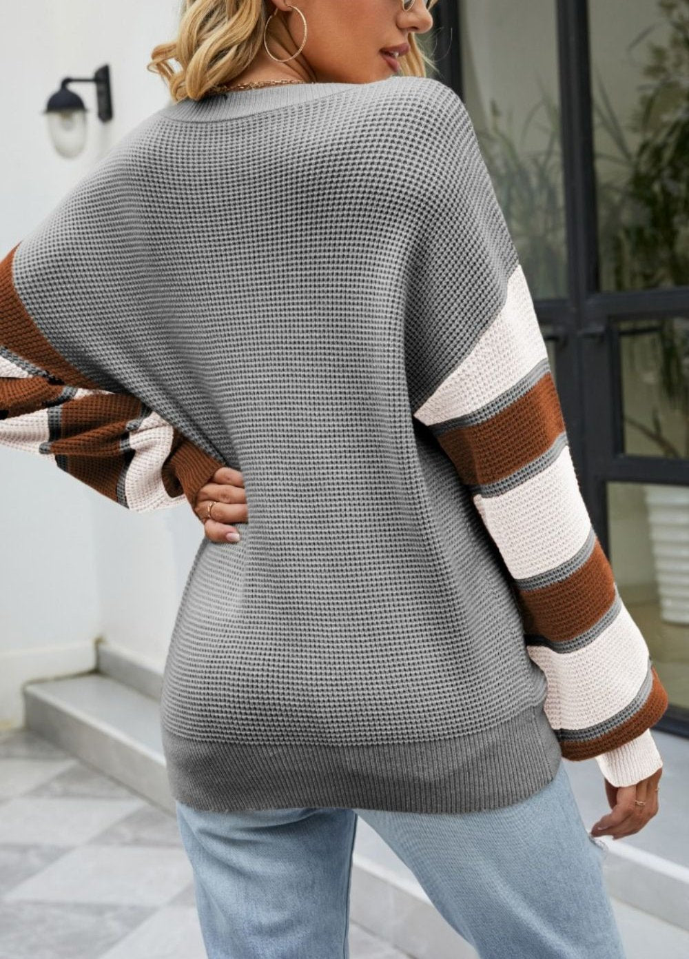 Alba | Women's color block button knit sweater