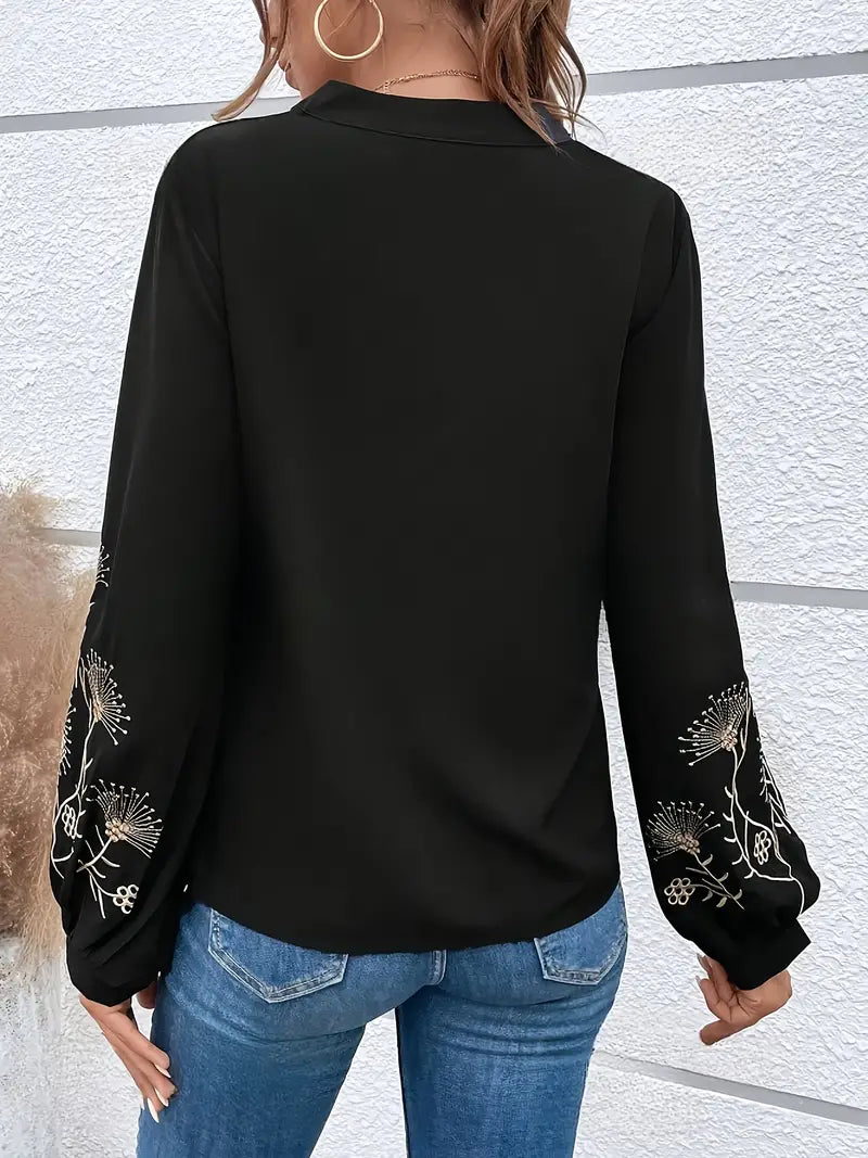 María José® | Blouse With Floral Embroidery And Lantern Sleeves For An Elegant Style