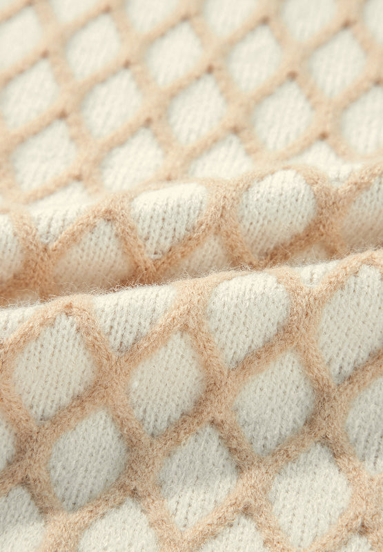 Miriam | Long-sleeved sweater with a stand-up collar and a diamond pattern