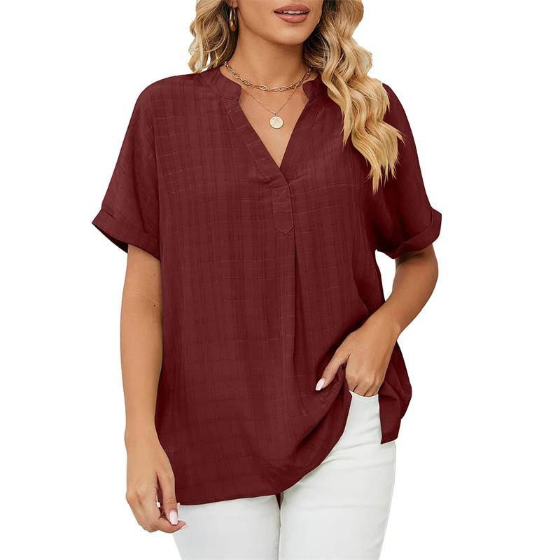 Liliana® | Classic V-Neck Short-Sleeved Blouse