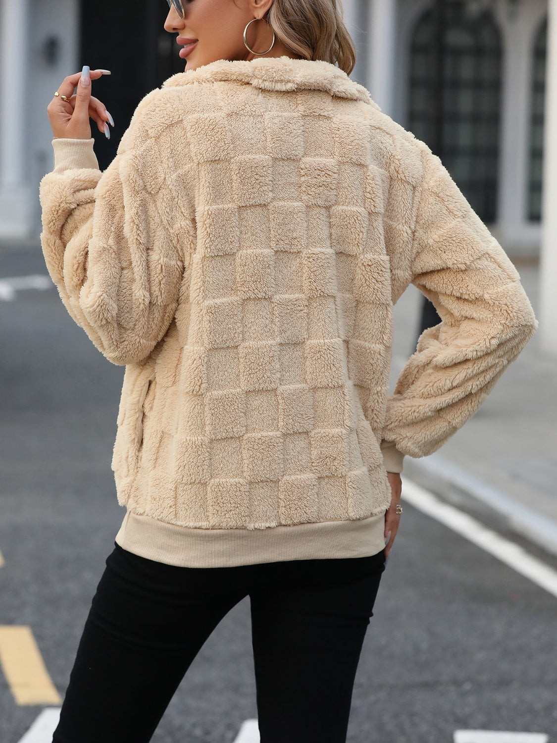 Monica | Fluffy long-sleeved quarter-zip sweatshirt