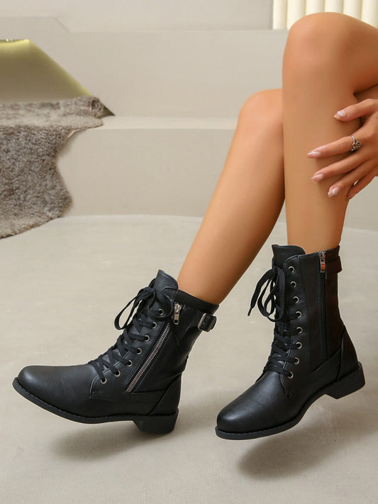 Catalina | PU leather lace-up boots