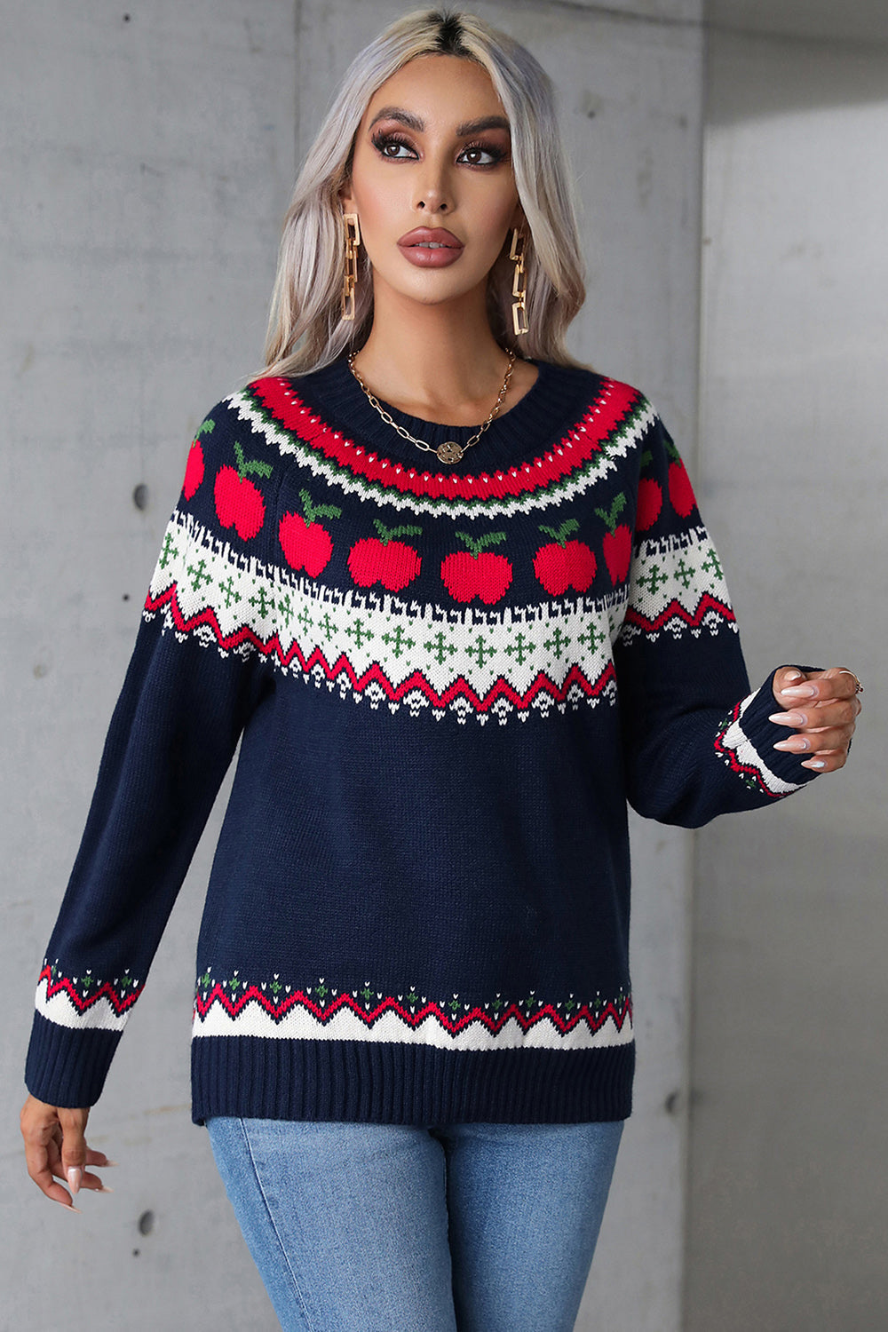 Amalia | Graphic crew neck long sleeve sweater