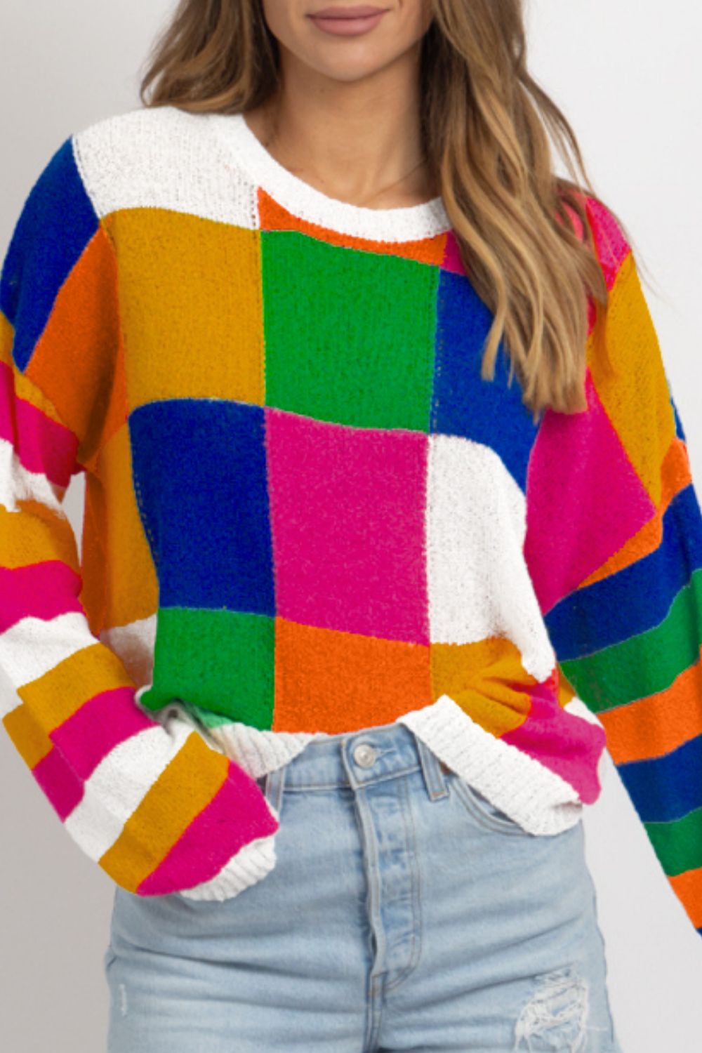 Marina | Color block sweater with a crew neck and long sleeves