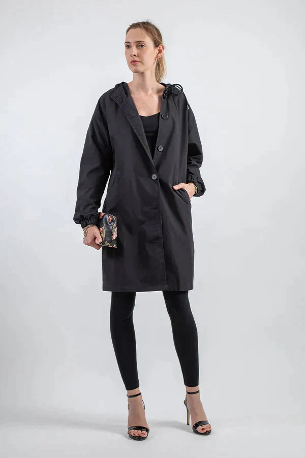 Linda | Mackintosh raincoat with buttons and hood