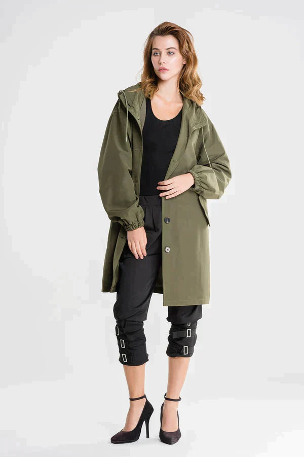 Linda | Mackintosh raincoat with buttons and hood