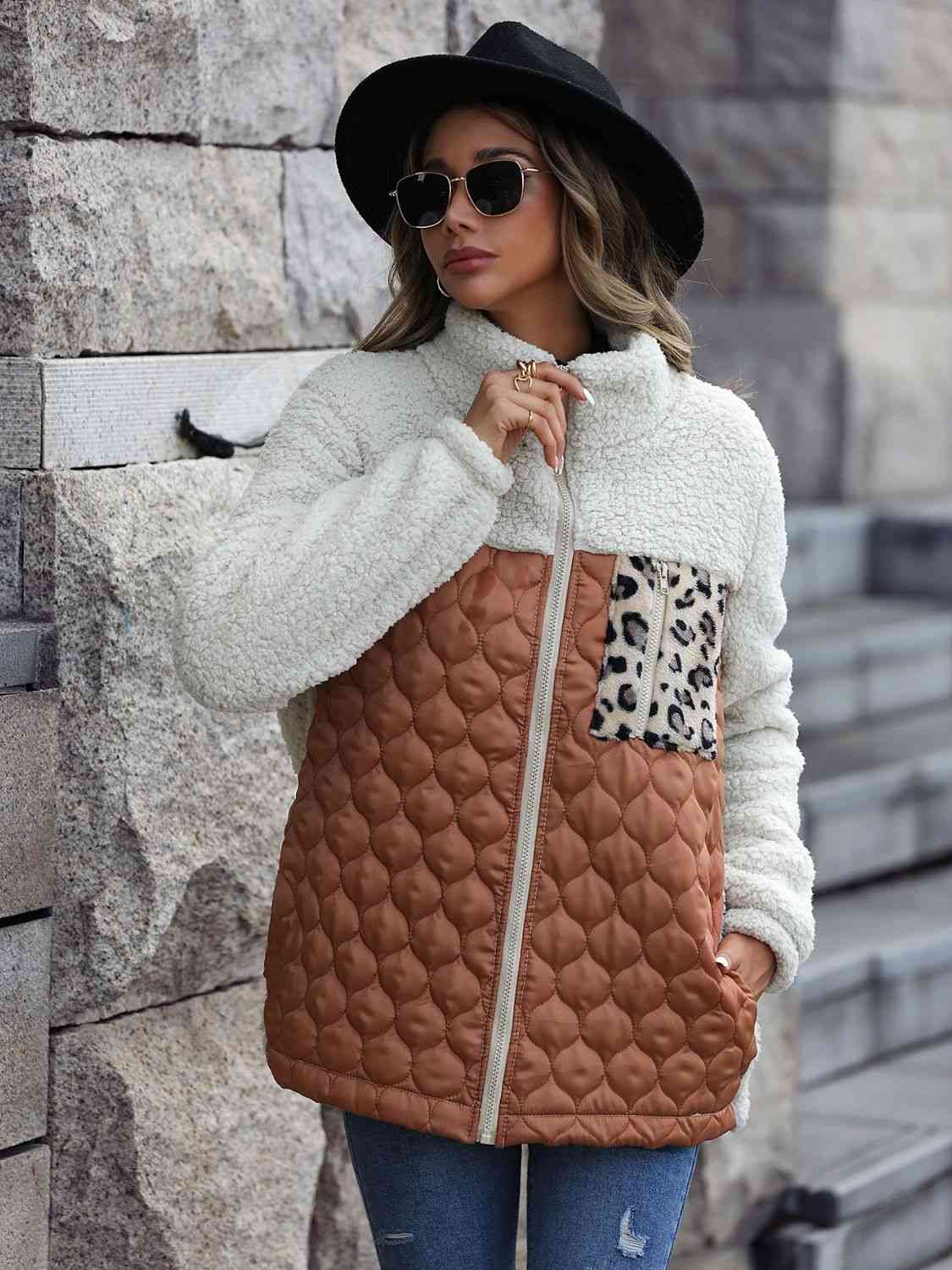 Iliana | Annette leopard print color block zip jacket