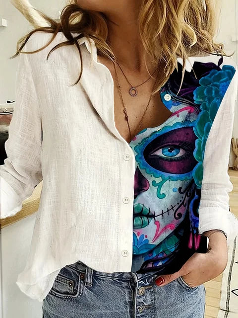 Meghan® | Blouse With Abstract Face Print