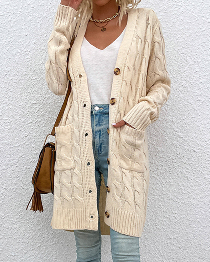 Anemone | Long sleeve cardigan in solid color