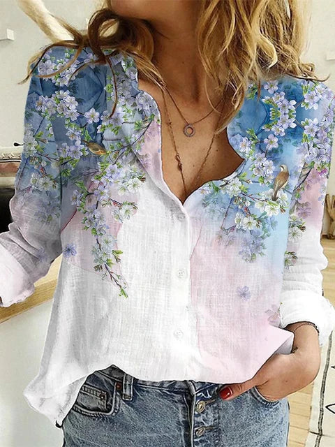 Melanie® | Printed Casual Loose Long Sleeve Blouse