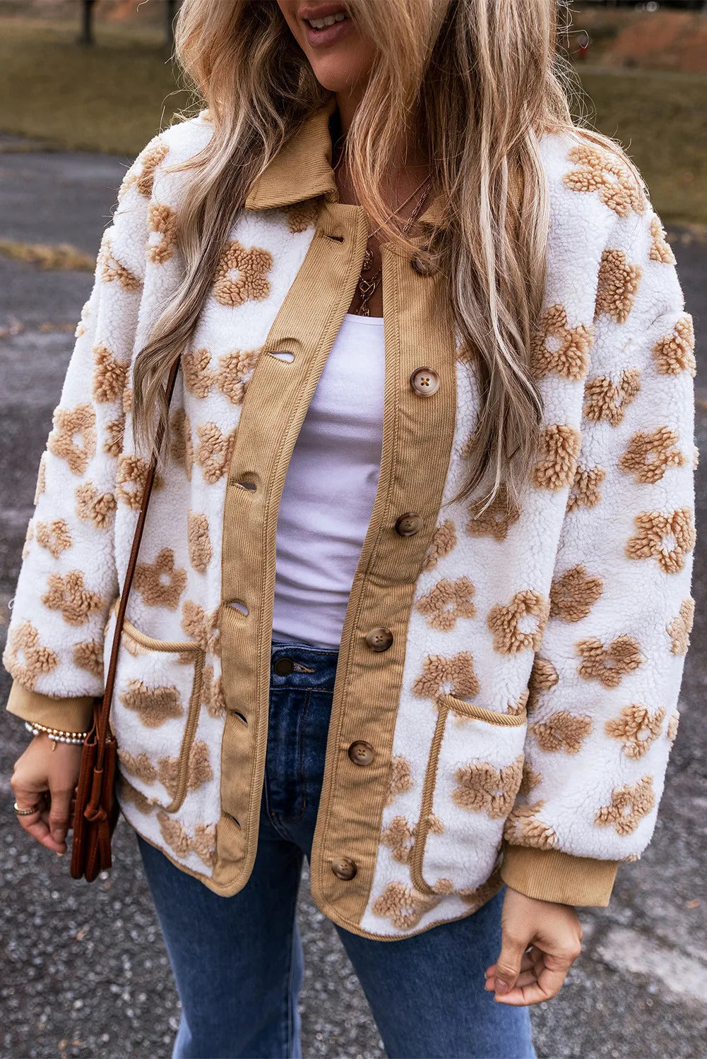 Fabiola | Floral long sleeve button down jacket