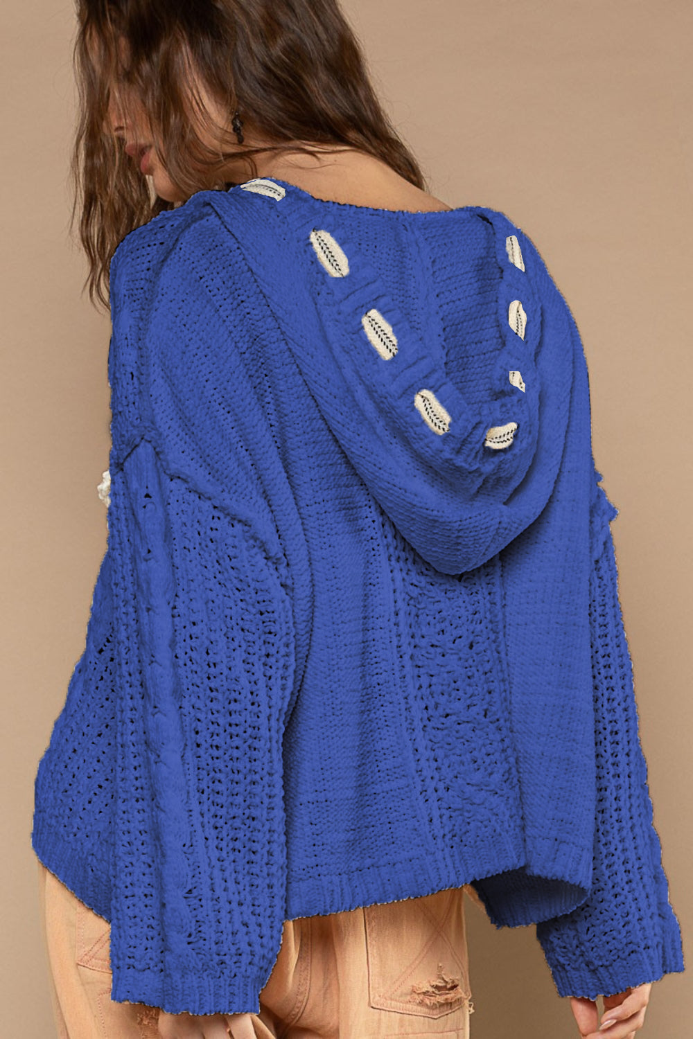 Blanca | Chenille cable knit sweater with hood
