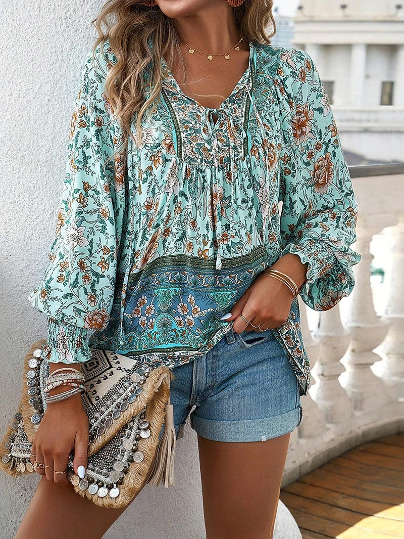 Skylar® | Cozy Loose Long Sleeve Floral Blouse