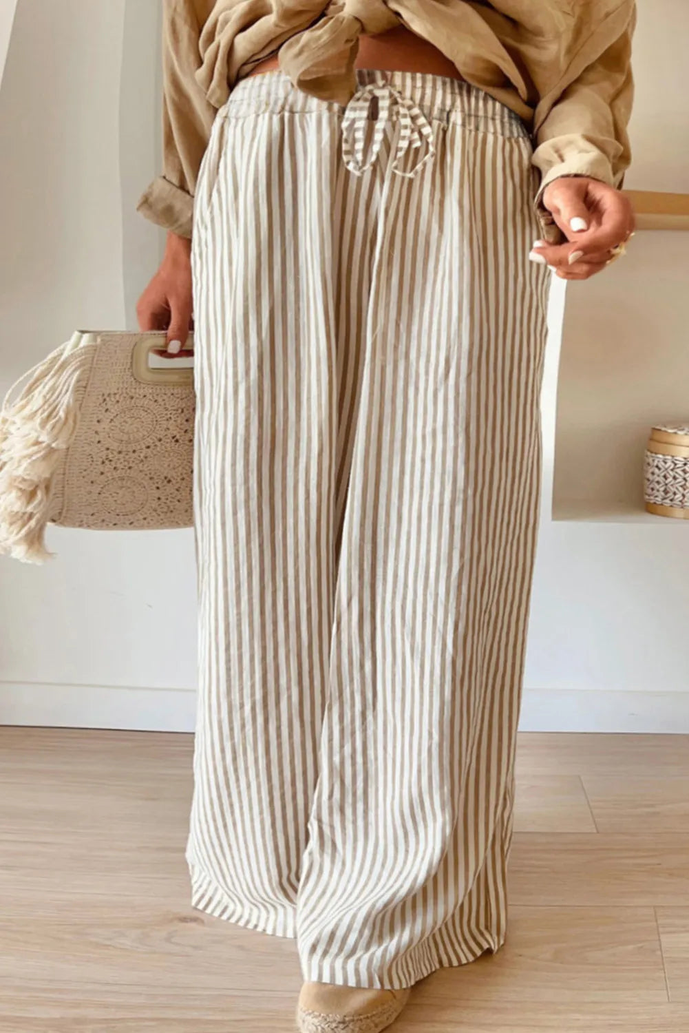 Natalia | Plus size striped wide leg pants