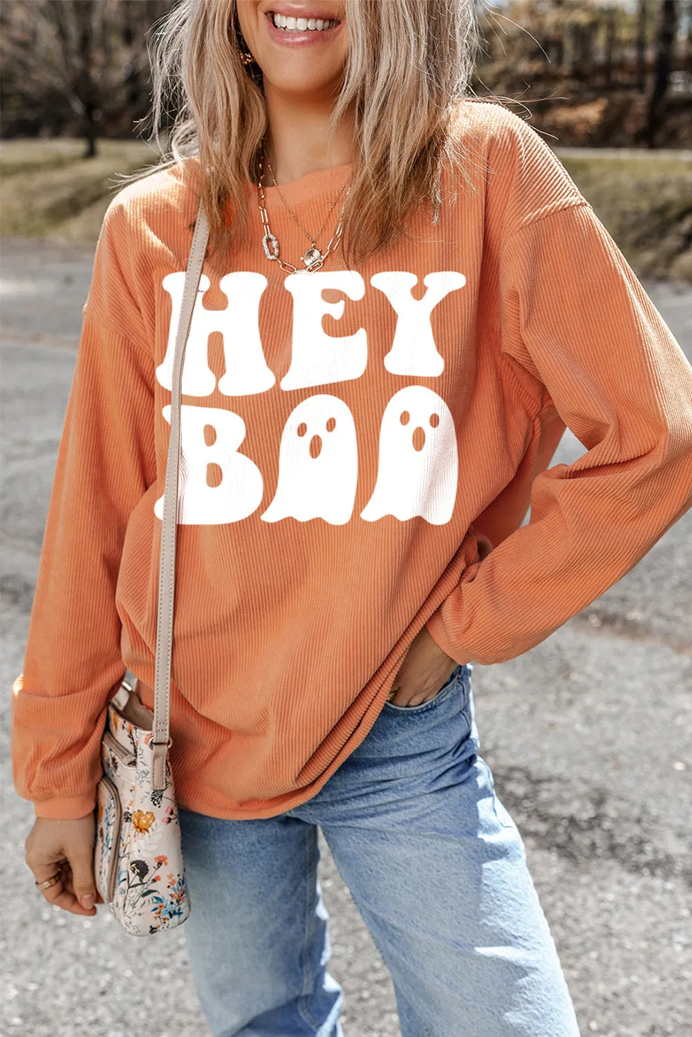 Anita | Long sleeve crew neck sweatshirt with letter graphic