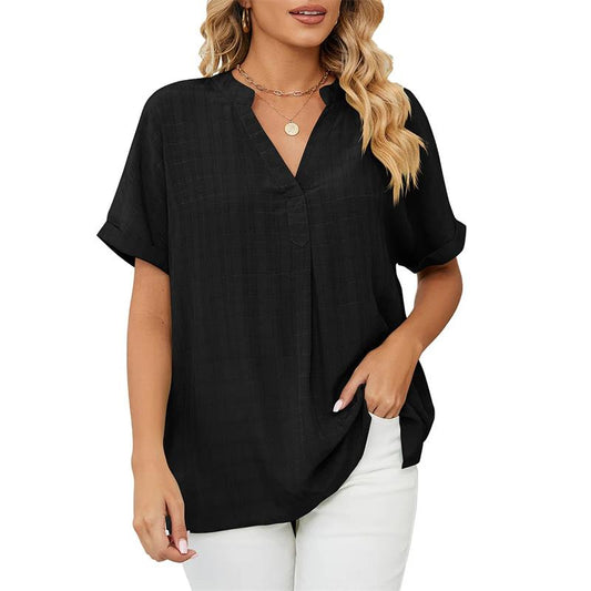 Liliana® | Classic V-Neck Short-Sleeved Blouse