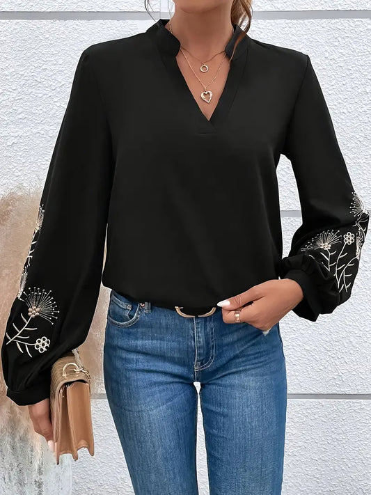 María José® | Blouse With Floral Embroidery And Lantern Sleeves For An Elegant Style