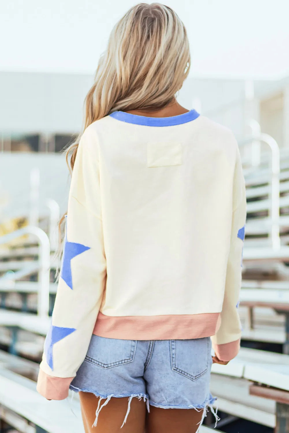 Annelies | Long sleeve sweatshirt with star contrast crew neck