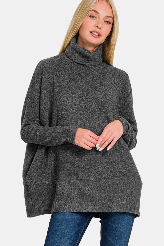 Bianca | Full size Zenana turtleneck sweater in brushed melange from Hacci