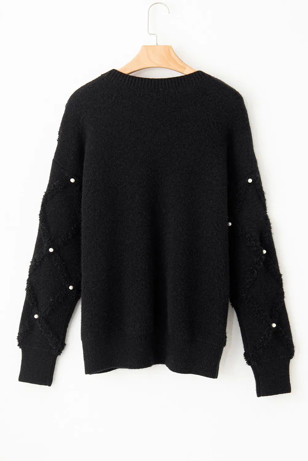 Adina | Long sleeve crew neck sweater with pearl detail