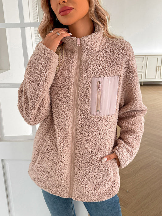 Camila | Ivy Lane fluffy jacket with long sleeves and zip