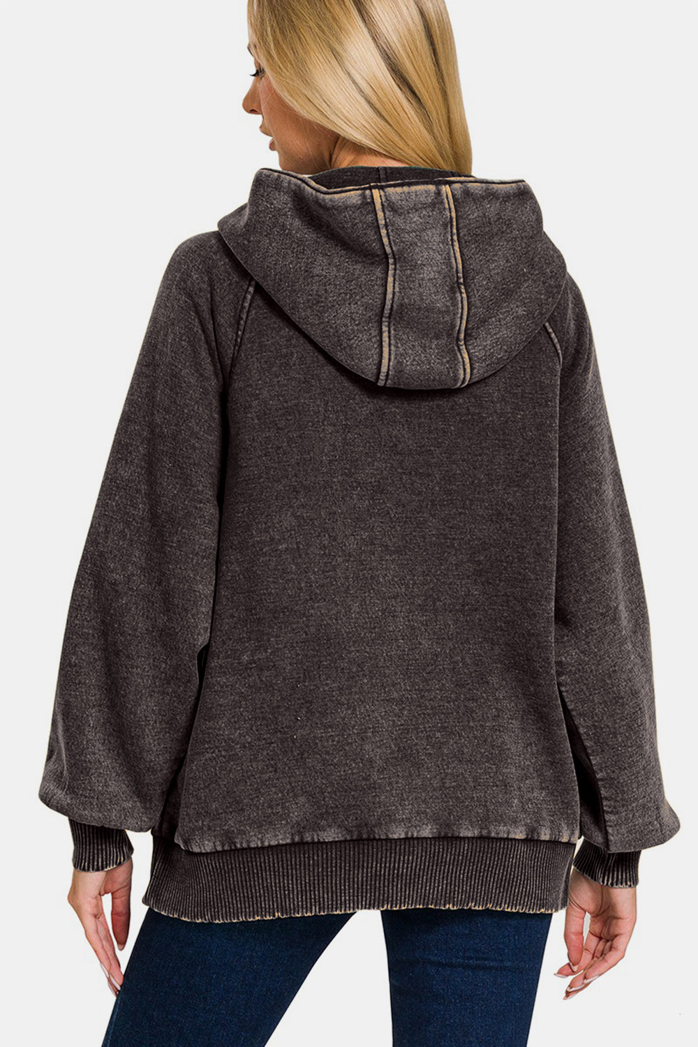 Carmen | Zenana Acid Wash Fleece Kangaroo Hoodie