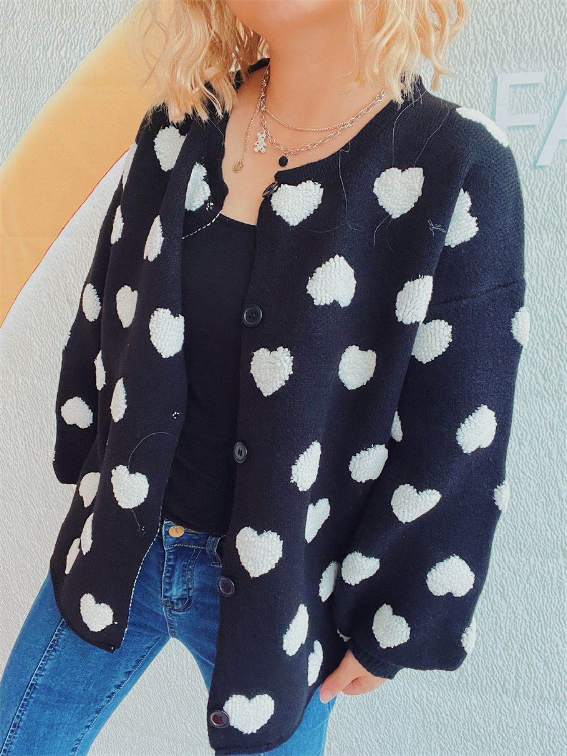 Melanie | Long-sleeved cardigan with heart buttons