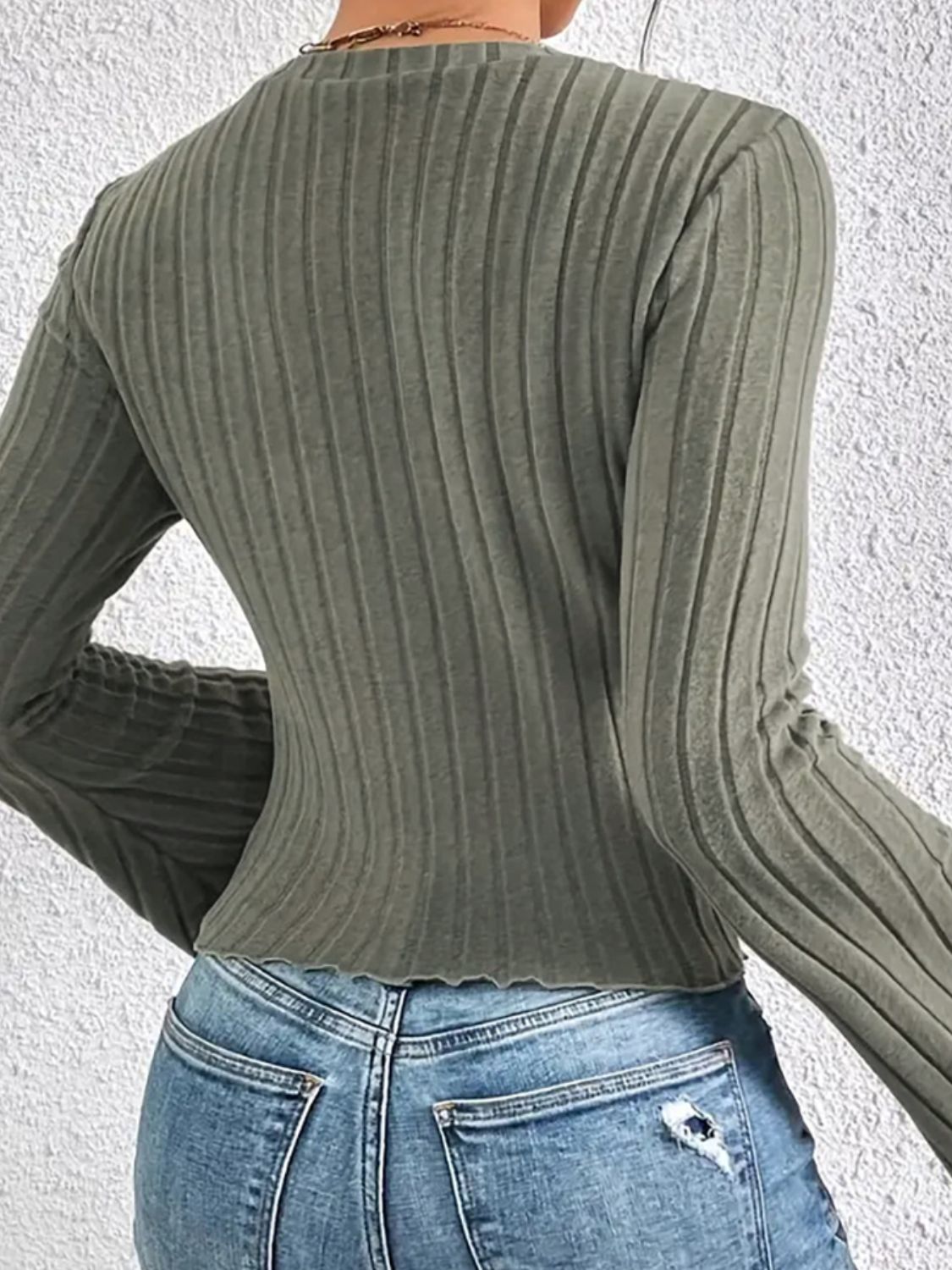 Adelheid | Ribbed crew neck t-shirt with flared sleeves