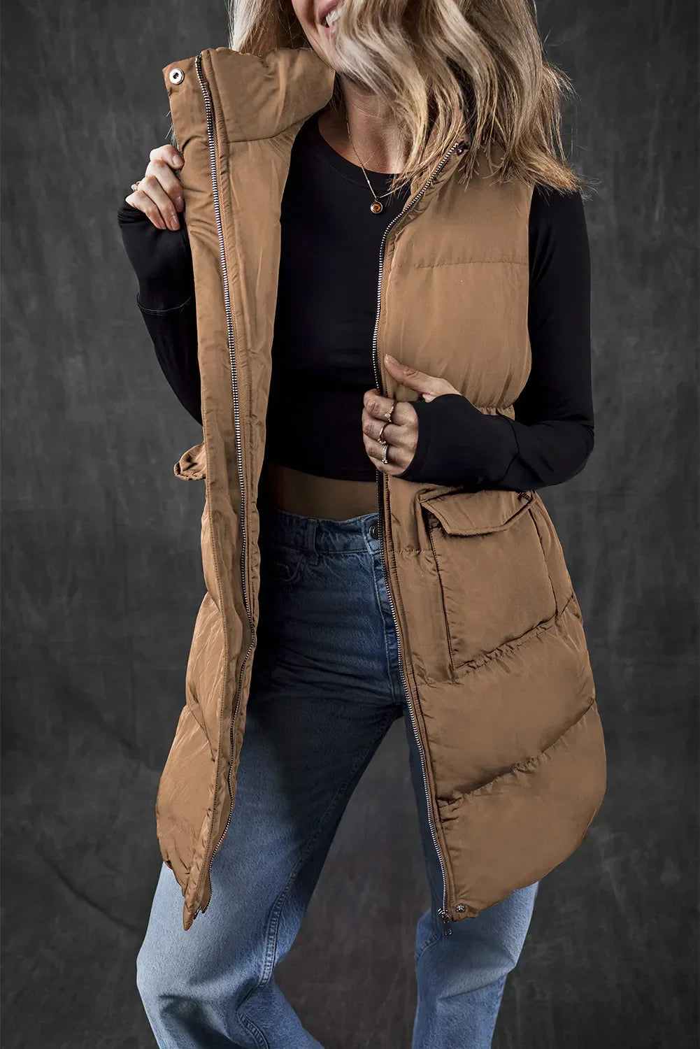 Giovanna | Vest coat with zip and pockets