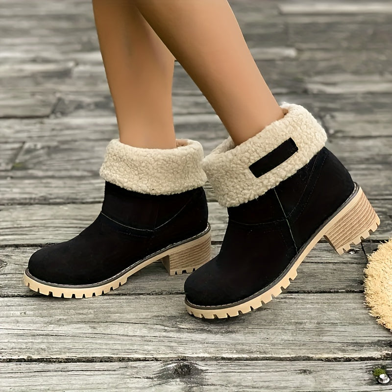 Adriana | Fluffy ankle boots with a chunky heel