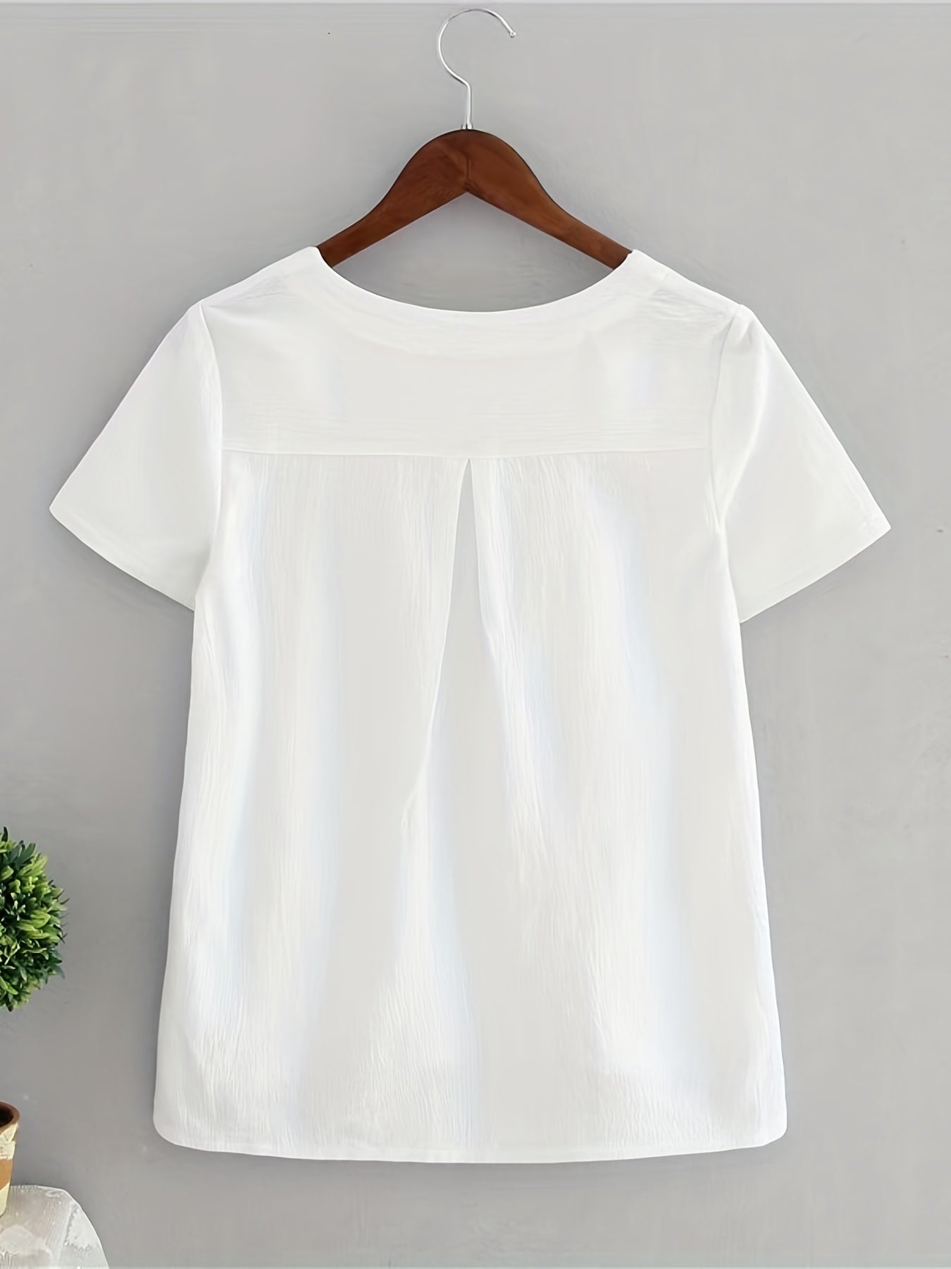 Mina® | Women'S White V-Neck Linen Blouse