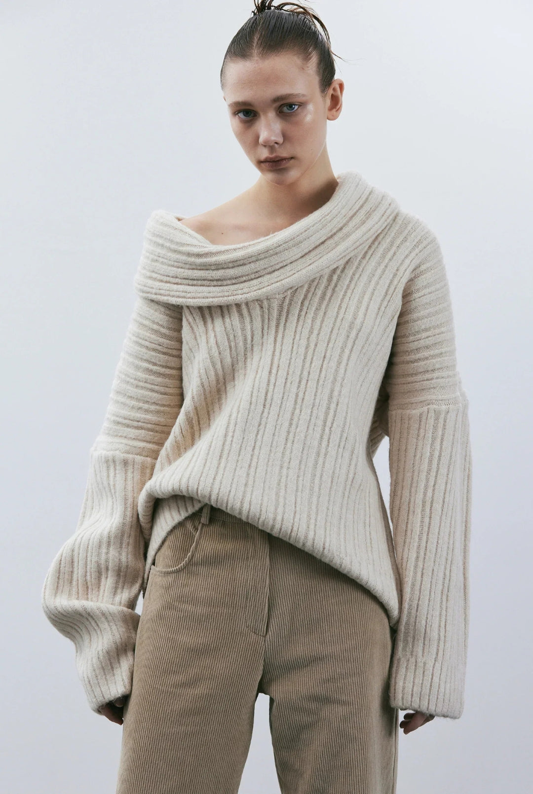 Xiomara® | Pull oversize for women with rouleau haut Tricoté