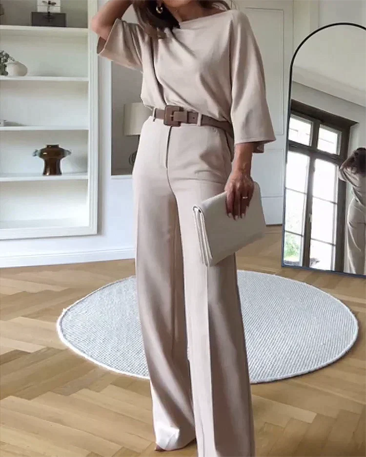 Flavia® | Long sleeve blouse and pants set for women