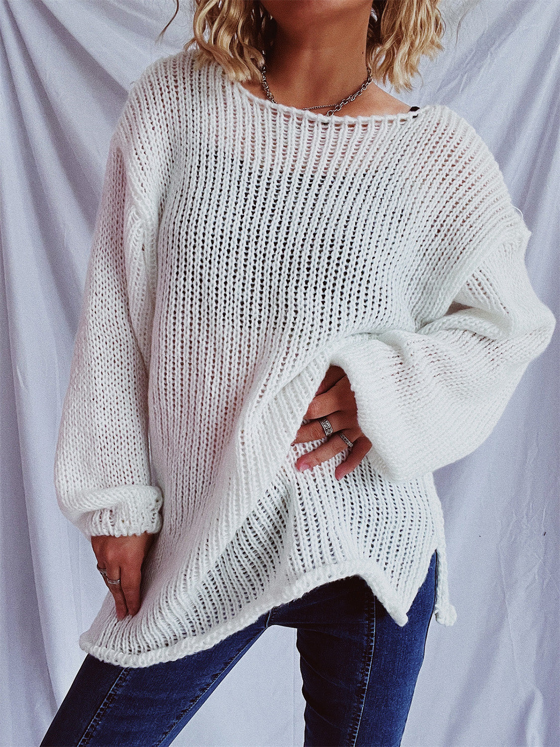 Bernadette | Sweater with a boat neckline and dropped shoulders