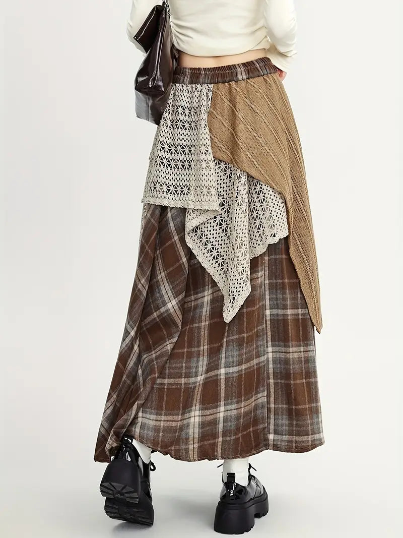 Martina® | Long Boho-Style Plaid Skirt