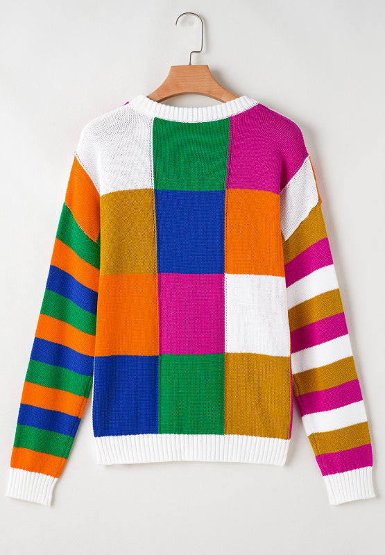 Marina | Color block sweater with a crew neck and long sleeves