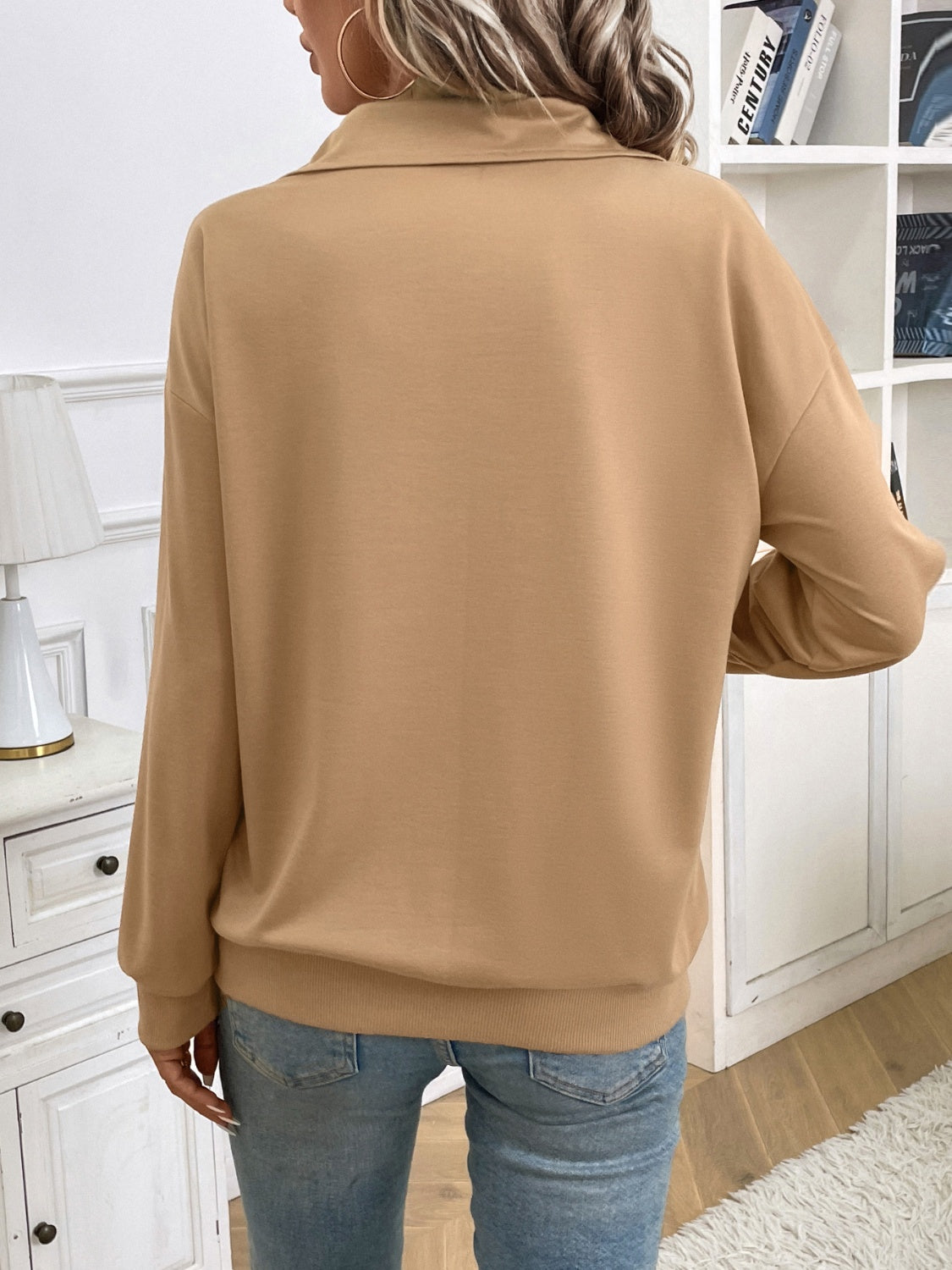 Carmen | Long sleeve half zip sweatshirt with kangaroo pocket