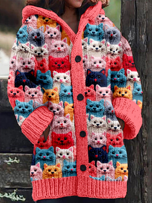 Maria | Warmly lined hoodie with a cat motif