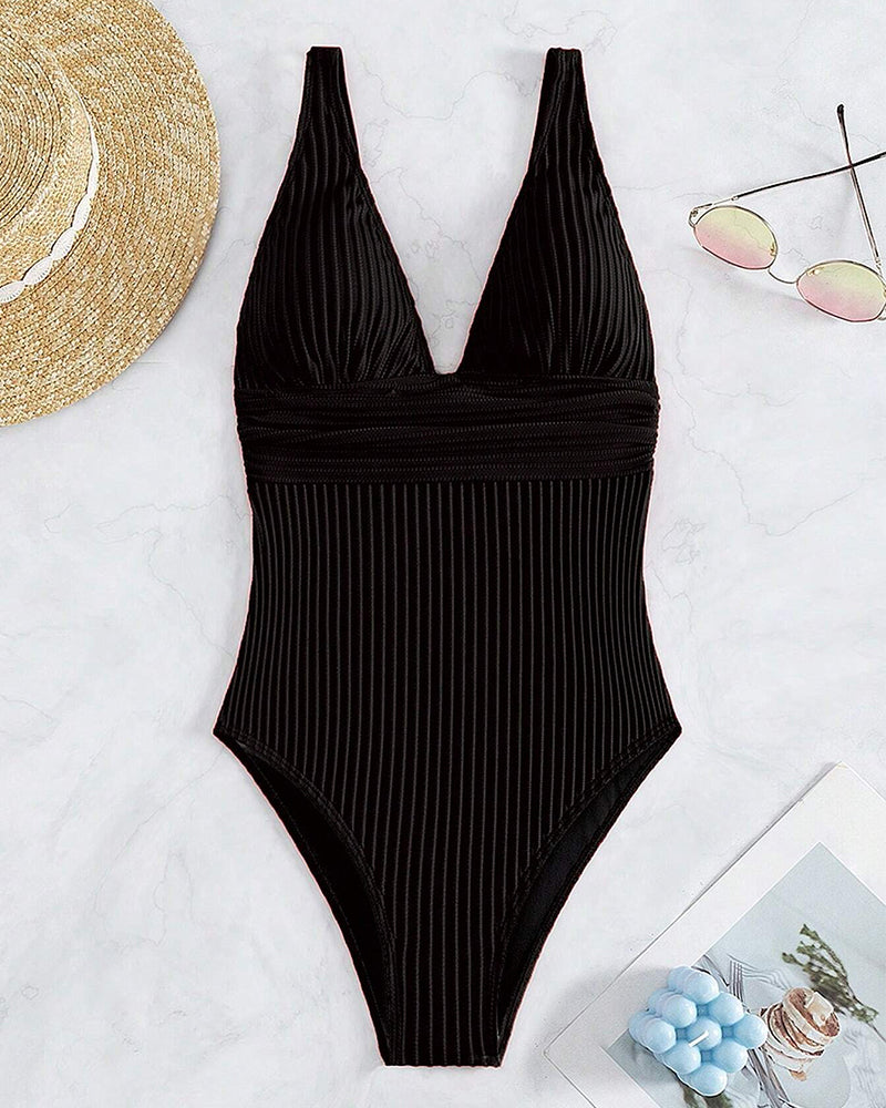 Krystel® | Ribbed, Solid-Colored Swimsuit