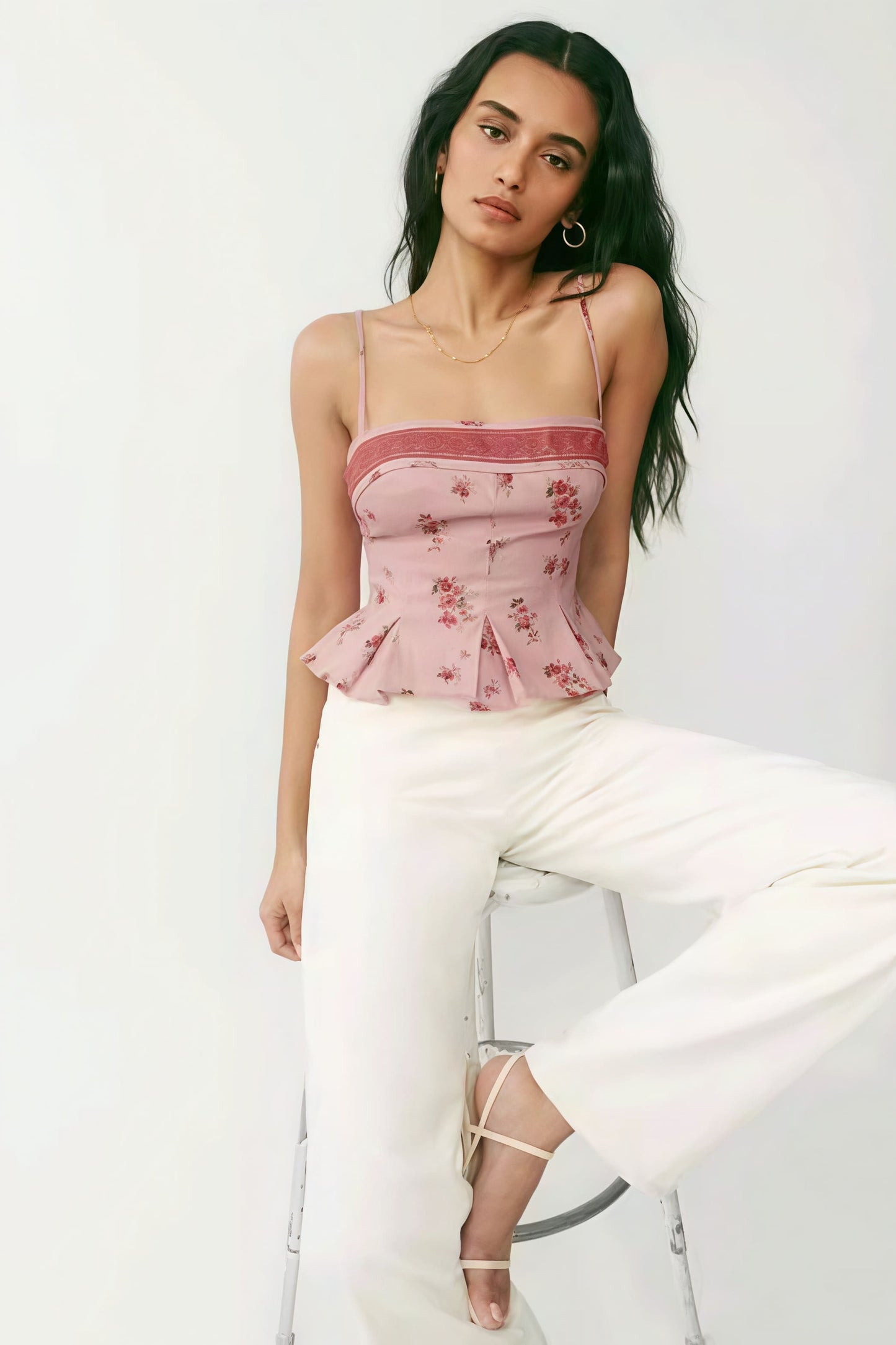 Pure Desire Floral Print Ruffled Cami Top