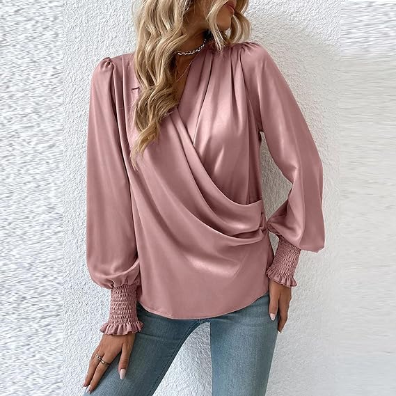 Maricarmen® | Elegant Blouse Top With V-Neck And Balloon Sleeves