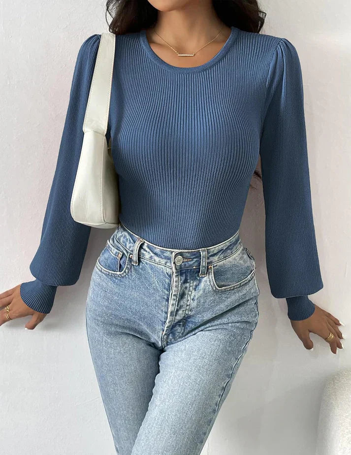Aziza® | Ribbed Body Top With Long Sleeves
