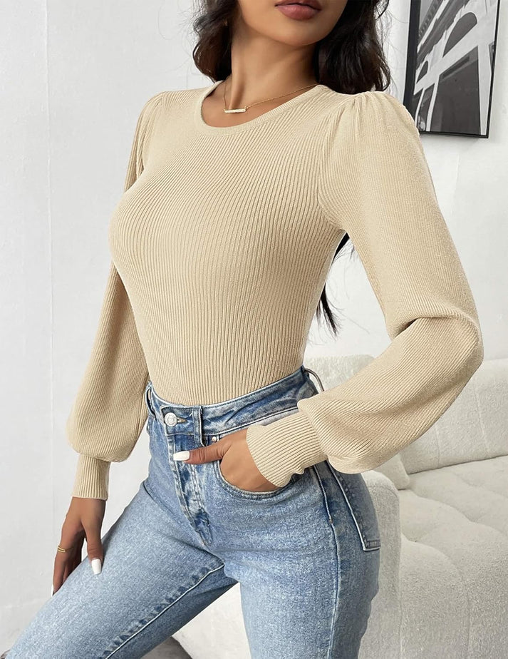 Aziza® | Ribbed Body Top With Long Sleeves